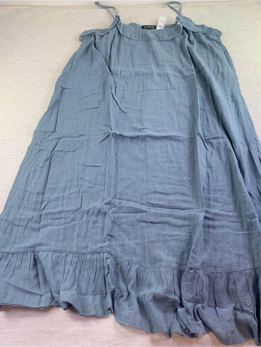 J crew Ruffle maxi dress in cotton voile with Lurex metallic threads women's L